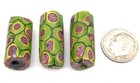 3 Fine Old Venetian Antique Dk Green Millefiori African Glass Trade Beads