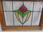 Antique Leaded Stained Glass Floral Hanging Window Frame 21 5  X 17  High