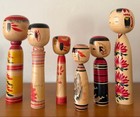 Japanese Kokeshi Wooden Doll Renowned Master 26cm Set Of 6