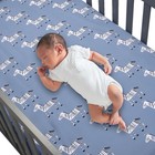 Lambs   Ivy Signature Zebra Blue Organic Cotton Breathable Fitted Crib Sheet