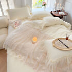 Bedding Set 4pcs Wedding Flowers Lace Warm Duvet Cover Bed Sheet 2 Pillowslips