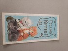 Vintage Get Well Soon Card Envelope Unused Kittens Yarn Cute Usa Made 