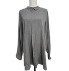 J Jill Shirt Tunic Long Sleeve Blouse Button Back Peter Pan Collar Gray Size L