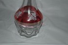 Elegant Vintage 12 5  Wine Cranberry Decanter Carafe Etched Glass   Stopper Euc