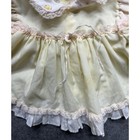 Vintage Baby Girls Yellow Lace Trim Ruffle Dress Peter Pan Collar Swiss Dot