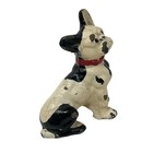 Cast Iron Sitting French Bulldog Black   White Painted 3  Paperweight Antique