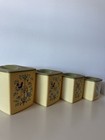 Vintage retro Yellow Plastic Square Canister Set Of 4 W  Green Lids Bird Floral