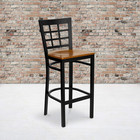 Hercules Black Metal Barstools With Cherry Wood Seat - Set Of 2