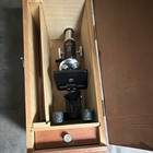 Vintage Microscope Set In Wooden Case With Glass Slides