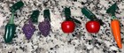 Rare Vintage Cast Iron Tablecloth Weights decorative Clips Fruit   Veggies Set 6