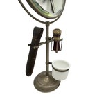 Antique Edwardian Telescoping Brass Shaving Stand Mirror Brush Cup Razor