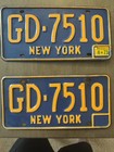 Two Matched Pair Of New York Vintage License Plates 1960s 1970s