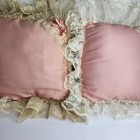 Vintage Pink Fabric Throw Pillows Set Of 2 Lace Ruffle Trim Shabby Chic Decor