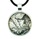 Handmade Pendant Necklace   Earring Set  frosty Weather  Silver Bezel Black Cord