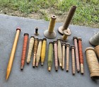 23 Vtg Antique Wooden Textile  Spool Spindles And Wooden Spool  