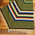 Vintage Saltillo Serape Striped Fringed Blanket 58 x90  Green