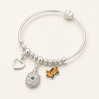 Solid 925 Sterling Silver Heart Turtle Horse Enamel Charms Cz Bracelet For Women