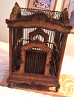Vintage Italian Florentine Wooden Bird Cage Architectural Carved Aviary 21x14x21