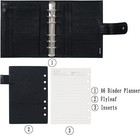 A6 Luxe Rings Planner - Genuine Leather Binder Organizer  30mm Ring  Pebbled-bla