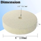 Luo Ke   6 X 1 2   Arbor Hole Coarse Wool Felt Buffing Wheels 6 Inches  White