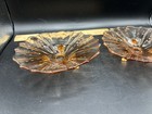 Lot Of 2 Pink Depression Glass Footed Trinket Dish 7x2 In Peach Pink Floral Etch