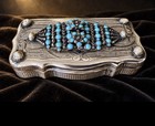 1880 Austro-hungarian Silver Snuff Imperial Russian Import Mark Turquoise Pearl