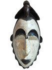 Antique Tribal Wood Mask  white Face African Crow  Vintage Folk Art  16  Inch