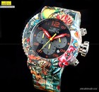 New Invicta Men 52mm Grand Pro Diver Graffiti Ss Chronograph Black Dial Watch   