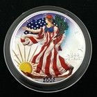 2002-p American Eagle Dollar 1oz 999 Fine Silver Colorized Coin In Box