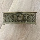 Rare Antique Belgique Art Nouveau Repousse Flower Brass Jewelry Casket Box
