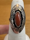 Vintage Navajo Sterling Ar Signed Coral Native American Ring Sz 5 Full