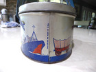 1930 s Ohio Art Tin Litho Oval Lunch Box Transportation Planes Trains Cars Ships