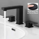 Widespread Bathroom Sink Faucet Black 2-handle 3 Hole Vanity Basin Mixer W drain