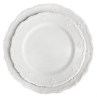 Elama Henryi 16 Piece Embossed Rim Detail Porcelain White Dinnerware Set  Tab   