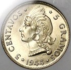 1944 Ngc Ms 64 Dominican Republic 5 Centavos Wwii Silver Coin  25042302c 