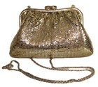 Vintage Gold Metal Mesh Shoulder Bag evening Purse  Soft  Classy 8 x5  Chain 49 