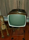 Rare 1950 s Portable Rca Victor Deluxe Television   Original Stand Works  Deco