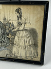1845 Antique Victorian Ladies Framed Print 6 5in L X 10 5in W Bq1687