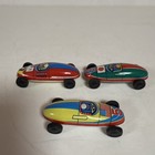 Vintage Tin Toy Race Cars Lot Of 3 Made In Japan Litho Friction Racers 1960s