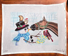 Needle Nook Stofft Hand Painted Needlepoint Christmas Snowman Canvas 18 Ct