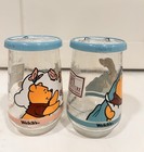 2 Vtg Nostalgic Welch   s Glass Jelly Jars  3 Pooh   Piglet  5 Pooh   Rabbit Lids