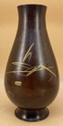 Japanese Meiji Bronze Vase W  Lacquer Floral Decorations