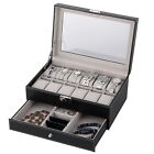 Watch Box Case Organizer Watches Holder Jewelry Storage Top Glass Display Gift