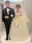 Vintage Wilton Bride   Groom Wedding Cake Topper Veil Plastic White Black 1988