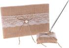 Rustic Wedding Guest Book With Pen Holder Set Hessian Bowknot Guest Book Pen 