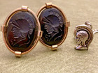 Vintage Roman Warrior Onyx Cufflinks   Trojan Helmet Tie Pin     Anson   Hickok Se