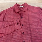 Vintage 1960s Dutchmaid Shirt Mens L Burgundy Mod Geometric Foulard Locker Loop