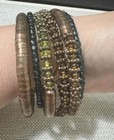 Vtg  Copper And Glass Bead Wire Wrap Stack Bracelet Green Copper Boho Y2k West