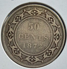 1872 Newfoundland 50 Cents  48000 Minted  Scarce  Rare Sterling Silver - Vg -