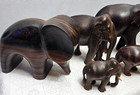 Vtg  Wooden Hand Carved Elephant Statues Rosewood  Ebony  Lot Of 9-  see Desc   